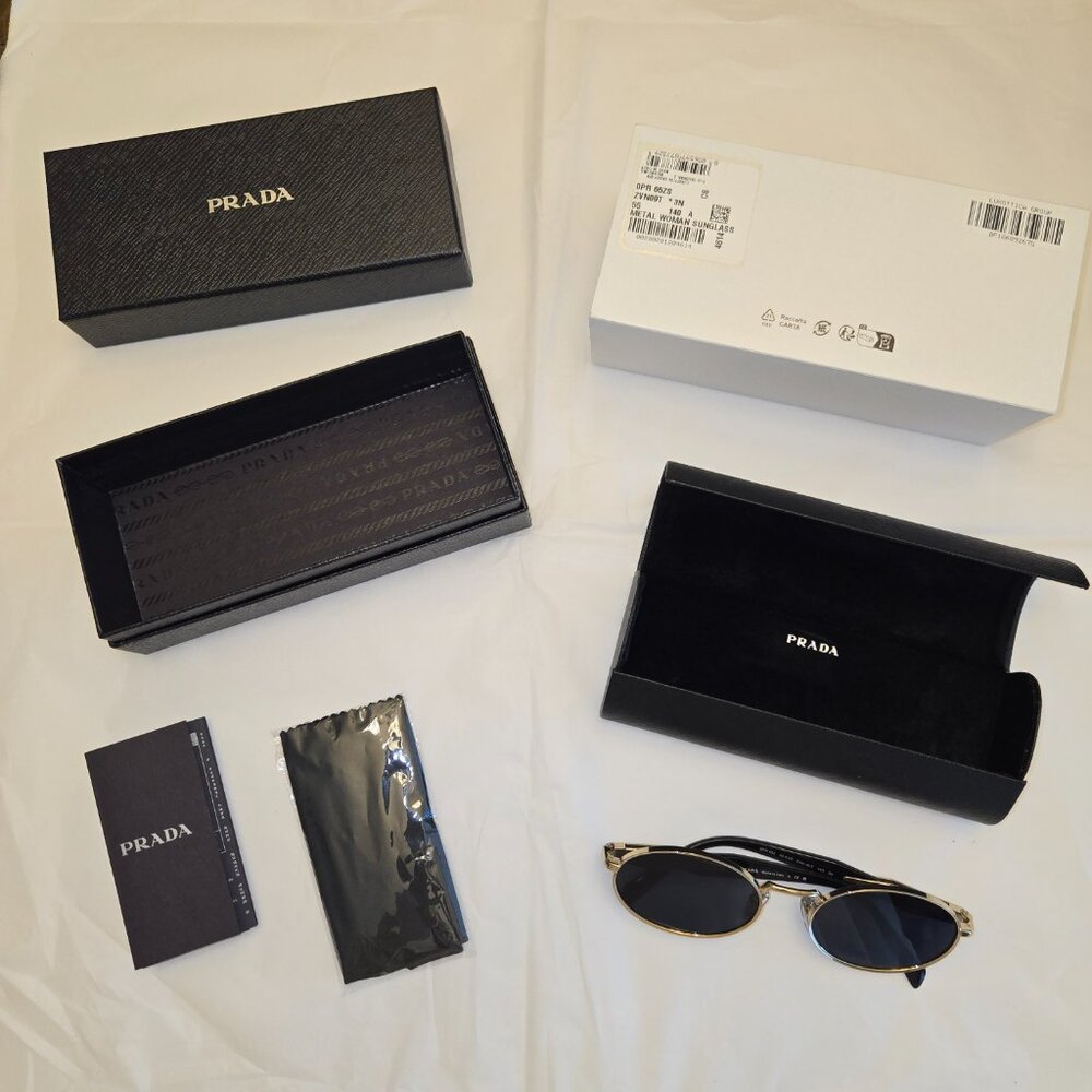 Prada Sunglasses Sunnies PR 65ZS ZVN09T Pale gold 55-20-140 Metal Front - Picture 7 of 14
